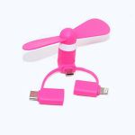 Lightning+USB-C+Micro USB Mini Fan Pink