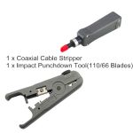 Network Tool Bundle Cable Stripper and Impact Punchdown Tool Gray