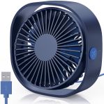 Upgraded Small Personal USB Desk Cooling Fan 3 Speeds Navy Blue