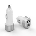 Comkia CC18 2 Port USB Car Charger 12V 4.8A (2.4A/port) White Supports iPads & Samsung Tablets