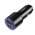 AUKEY CC-Y18 36W 2-port Car Charger with PD 3.0 1 Port 18W Power Delivery and other Qualcomm USB-A Port
