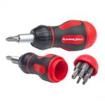 Platinum Tools 19120C 8-in-1 Racheted Stubby Screwdriver Clamshell