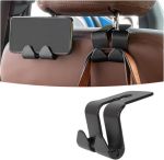 Car Rear Seat Headrest Hook Phone Bracket 9.5*8*6cm Black