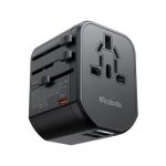 Mcdodo 20W International Travel AdapterAC Plug Adapter with LED for USA EU UK AU 2x USB and 1x USB-C PD Black