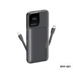 RPP-657 10000mAh 2.4A Cabled Fast Charging Power Bank Black