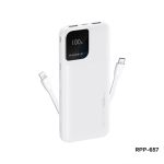 RPP-657 10000mAh 2.4A Cabled Fast Charging Power Bank White