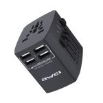 Universal Travel Adapter with 4 USB Ports Black