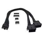 MC F04-250BK Premium Sleeved Cable for RTX 30Series 12-Pin to Dual 8-Pin PCIe GPU Power Extension Cable 300mm Black