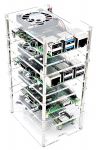 MC RAS-PCS46 Four Layer Stackable Clear AcrylicRaspberry Pi 4 Case with Fans and Heatsinks