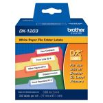 Brother DK1203 File Folder Labels 3.43in Width x 0.66in Length - 300 / Roll - Rectangle - Direct Thermal - White