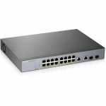 ZYXEL GS1350-18HP 16-Port Gigabit Smart Nebula Cloud Managed PoE Switch | 16 PoE+ Ports at 250W with 2 SFP Uplinks - 16 Ports - Gigabit PoE / PoE+ Ethernet - For Surveillance - Nebula C