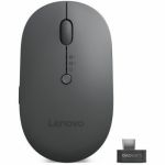 Lenovo X9 Edition Mouse - Blue Optical - Cable/Wireless - Bluetooth/Radio Frequency - 2.40 GHz - Rechargeable - Thunder Gray - USB Type C - 2400 dpi - Scroll Wheel - 5 Button(s) - Symme