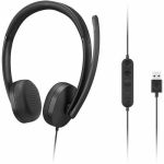 Lenovo USB-A Wired Stereo Headset Gen 2 - Stereo - USB Type A - Wired - 32 Ohm - 20 Hz to 20 kHz - On-ear  Over-the-head - Binaural - 3.28 ft Cable - Black