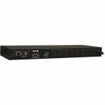 Eaton 1.9kW Single-Phase Monitored PDU  120V Outlets (8 5-15/20R)  L5-20P/5-20P Adapter  12 ft. (3.66 m) Cord  1U Rack-Mount  LX Platform Interface  TAA - 16 x NEMA 5-15/20R - 1U Horizo