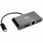 Eaton Tripp Lite Series USB-C Multiport Adapter - HDMI  USB 3.x (5Gbps) Hub Port  Gigabit Ethernet  60W PD Charging  HDCP  Black - for Notebook/Tablet PC/Desktop PC/Smartphone - 60 W -