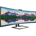 Philips Brilliance 499P9H 49in Class Webcam Dual Quad HD (DQHD) Curved Screen LCD Monitor - 32:9 - Textured Black - 48.8in Viewable - Vertical Alignment (VA) - WLED Backlight - 5120 x 1