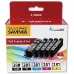 Canon PGI-280/CLI-281 Original Inkjet Ink Cartridge - Value Pack - Pigment Black  Black  Cyan  Yellow  Magenta - 5 / Pack - Inkjet - 5 / Pack