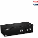 TRENDnet 4-Port Dual Monitor DisplayPort KVM Switch With Audio  2-Port USB 2.0 Hub  4K UHD Resolution Up To 3840 x 2160  Connect 4 DisplayPort Monitors  Dual Monitor 4 Port KVM Switch