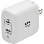 Eaton Tripp Lite Series Dual-Port Compact USB-C Wall Charger - GaN Technology  40W PD Charging (20W+20W or 30W)  White - 120 V AC  230 V AC Input - 5 V/3 A  9 V  12 V Output - White