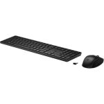 HP 655 Wireless Keyboard and Mouse Combo (4R009AA) - USB Type A Wireless RF Keyboard - Black - USB Type A Wireless RF Mouse - 4000 dpi - Black - Symmetrical - AA  AAA - Compatible with
