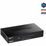 TRENDnet 8-Port Gigabit Desktop Switch  TEG-S83  8 x Gigabit RJ-45 Ports  16Gbps Switching Capacity  Fanless Design  Metal Enclosure  Lifetime Protection  Black - 8 Ports - Gigabit Ethe