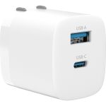 4XEM 33W GaN Wall Charger Dual Output 4XEM - White - 33 W - 120 V AC  230 V AC Input - 5 V DC  9 V DC  12 V DC  15 V DC  20 V DC Output - 4 A - White - 1