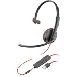 Plantronics Blackwire C3215 Headset - Mono - Mini-phone (3.5mm)  USB Type A - Wired - 32 Ohm - 20 Hz to 20 kHz - Over-the-head - Monaural - Supra-aural - 7.40 ft Cable - Noise Cancellin