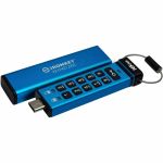 IronKey Keypad 200 16GB USB 3.2 (Gen 1) Type C Flash Drive - 16 GB - USB 3.2 (Gen 1) Type C - 145 MB/s Read Speed - 115 MB/s Write Speed - Blue - 256-bit AES  XTS-AES - 3 Year Warranty