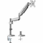 Rocstor ErgoReach Y10N021-S1 Mounting Arm for Monitor  Flat Panel Display - Silver - Landscape/Portrait - 1 Display(s) Supported - 17in to 34in Screen Support - 19.80 lb Load Capacity -