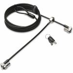 Kensington MicroSaver Keyed Dual Head Laptop Lock - TAA - 8 ft Cable - Patented T-bar/Key Lock - Carbon Steel  Plastic - For Notebook  Monitor  Hard Drive  Printer  Docking Station - TA