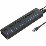 4XEM 16 Port USB 3.0 Power Switch Data Transfer Hub - USB Type A - 640 MB/s - Hard Drive  Keyboard  Mouse  Workstation - Desktop - 16 USB Port(s) - 16 USB 3.0 Port(s)