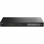 D-Link DGS-1018P Ethernet Switch - 16 Ports - Gigabit Ethernet - 10/100/1000Base-T  1000Base-X - 2 Layer Supported - 2 SFP Slots - 280.21 W Power Consumption - 240 W PoE Budget - Twiste