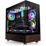 Thermaltake View 270 Plus WS ARGB Mid Tower Chassis - Mid-tower - Black - Tempered Glass  Wood  SPCC - 3 x Bay - 3 x 120mm Fan(s) Installed - Mini ITX  Micro ATX  ATX  EATX Motherboard