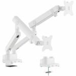 Amer Mounts Hydra HYDRA2B-W Mounting Arm for Flat Panel Display  Curved Screen Display  Monitor - White - Height Adjustable - 2 Display(s) Supported - 15in to 35in Screen Support - 26.4