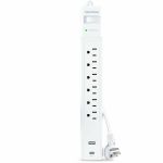 CyberPower CSP604UCW Home Office Surge Protector with 1500 J Surge Suppression - Clamping Voltage 800V  4 ft Cord  NEMA 5-15P  45&deg; Offset Right  White  1YR Warranty