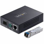 StarTech.com Gigabit Ethernet Copper-to-Fiber Media Converter  SM LC  40km  10/100/1000 Mbps  RJ45 to LC  9K Jumbo Frames  TAA Compliant - Convert and extend a GbE connection up to 40 k