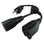 3 Pin Plug +2* 5-15R Female Plug Y  BlackLength=10cm+2*25cm