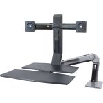 Ergotron WorkFit Mounting Arm for Flat Panel Display - Polished Black - Height Adjustable - 22in Screen Support - 25 lb Load Capacity - 75 x 75  100 x 100 - VESA Mount Compatible - Alum