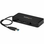 StarTech.com USB 3.0 Mini Dock - Dual Monitor USB Type-A Laptop Docking Station - DisplayPort 4K 60Hz & Gigabit Ethernet - 1' (30cm) cable - USB 3.0 mini dock with dual monitor DisplayP
