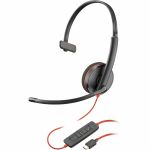 Poly Blackwire 3210 Monaural USB-C Headset TAA (Bulk) - Mono - USB Type C - Wired - 32 Ohm - Over-the-head  On-ear - Monaural - Supra-aural - 5.28 ft Cable - Omni-directional  Noise Can