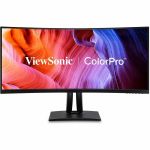 ViewSonic ColorPro VP3456A 34in Class UW-QHD Curved Screen LED Monitor - 21:9 - Black - 34in Viewable - Vertical Alignment (VA) - LED Backlight - 3440 x 1440 - 16.7 Million Colors - Fre