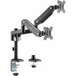 Rocstor ErgoReach Mounting Arm for LED Display  LCD Display  Monitor - Matt Black - Landscape/Portrait - 2 Display(s) Supported - 27in Screen Support - 44 lb Load Capacity - 75 x 75  10