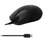 Macally Compact Mouse - Optical - Cable - Black - USB Type C - 2800 dpi - Scroll Wheel - 3 Button(s) - Symmetrical
