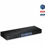 TRENDnet 16-Port Unmanaged Gigabit GREENnet Switch  16 x RJ-45 Ports  32Gbps Switching Capacity  Fanless  Rack Mountable  Network Ethernet Switch  Lifetime Protection  Black  TEG-S16G -