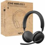 Logitech Zone Wireless 2 Headset  UC  USB-C Receiver with USB-A Adapter - Wireless - Bluetooth - 164 ft - 20 Hz to 20 kHz - Over-the-head - Omni-directional  MEMS Technology Microphone