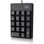 Adesso USB 18-Key Numeric Keypad - Cable Connectivity - USB Interface - 18 Key(s) - Windows 10  Windows 8  Windows 7 - English (US) - Computer - PC - Membrane Keyswitch - Black
