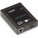 Black Box Gb ETH PoE+ MED CONV 10/100/1000-Mbps COP to 1000-Mbps FBR SFP - Network (RJ-45) - 1x PoE+ (RJ-45) Ports - Multi-mode  Single-mode - Gigabit Ethernet - 10/100/1000Base-T  1000