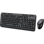 Adesso WKB-1320CB Antimicrobial Wireless Desktop Keyboard and Mouse - USB Membrane Wireless RF 2.40 GHz Keyboard - 104 Key - English (US) - Black - USB Wireless RF Mouse - Optical - 120