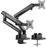 Amer Mounting Arm for Curved Screen Display  Flat Panel Display - Matte Black - 2 Display(s) Supported - 32in Screen Support - 35.27 lb Load Capacity - 75 x 75  100 x 100 - Steel  Alumi