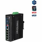 TRENDnet 6-Port Hardened Industrial Gigabit 10/100/1000 Mbps Ultra PoE DIN-Rail Switch; UPoE; IP30; DIN-Rail & Wall Mounts Included; Lifetime Protection; TI-UPG62 - 6-Port Hardened Indu